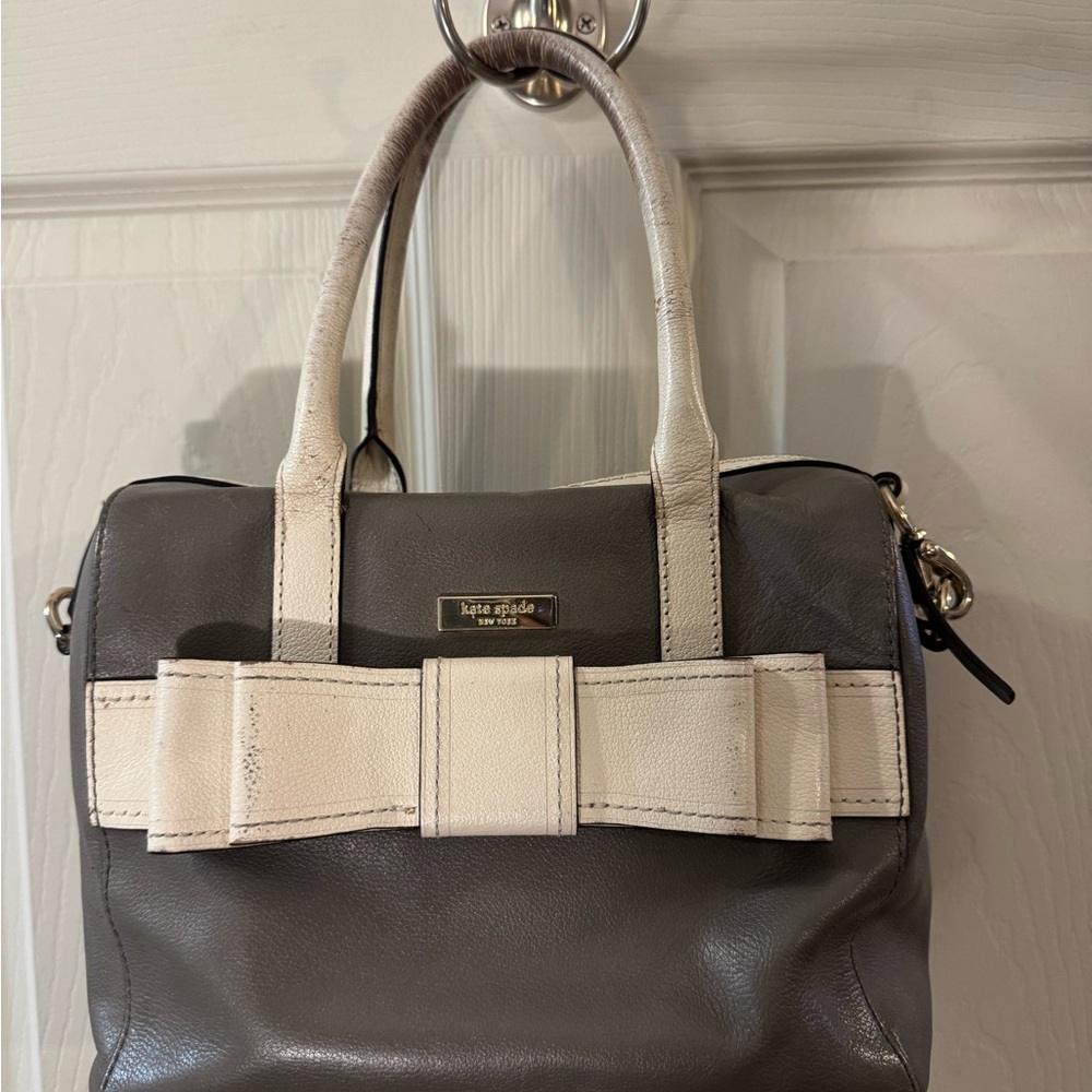 Kate Spade Gray and Cream Bow Satchel